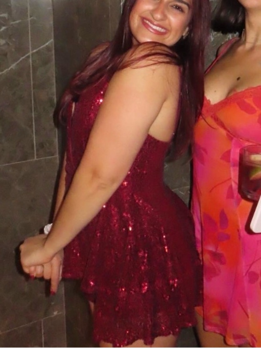 Altar'd State Burgundy Sequin Mini Romper